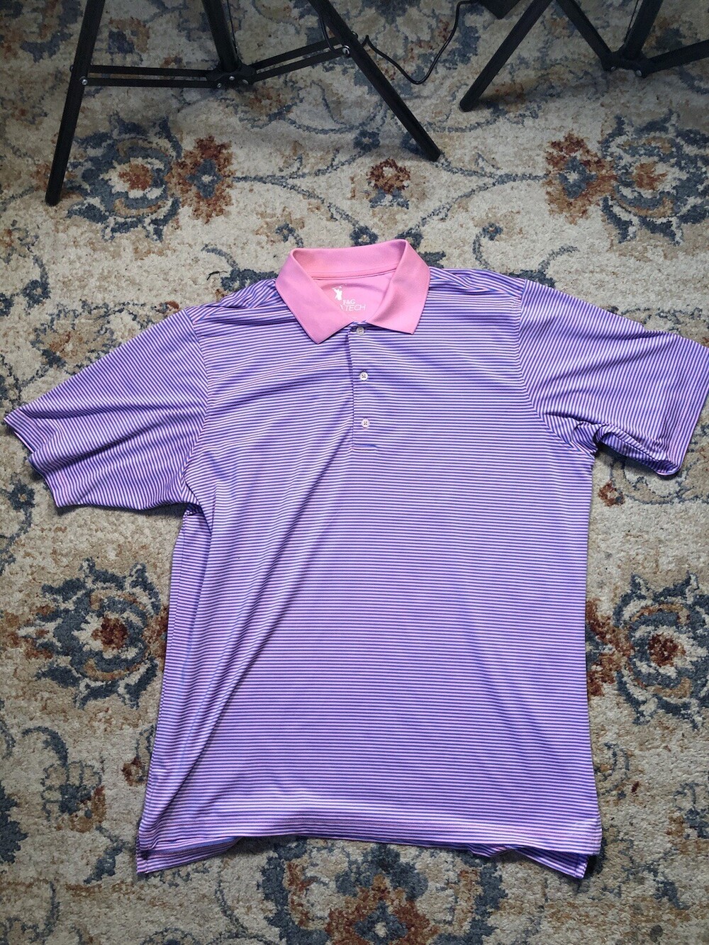 Fairway&Greene F&G Tech Polo Golf Shirt Athens Golf Club Men’s Large Striped